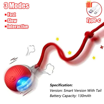 New Cat Interactive Ball  - Automatic Rolling Ball Faux Tail Rechargeable Smart Pet Electric Toy