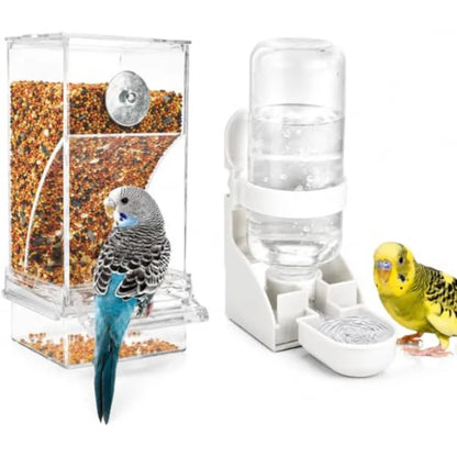 Acrylic Auto Bird Feeder, No Mess Design, Large Capacity, for Budgies Cockatiels Lovebirds,
