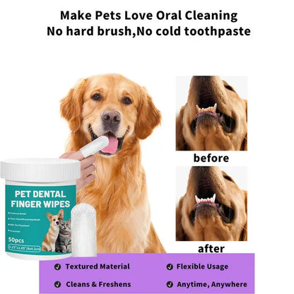 Pet Teeth Cleaning Wipes 50-Pieces For Cleaning  and Bad Breath