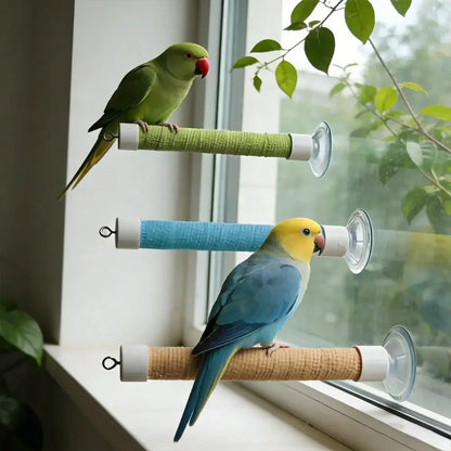 PVC Pipe With Suction Cup Stand, Elastic Band Wrapped Training Perch Toy
