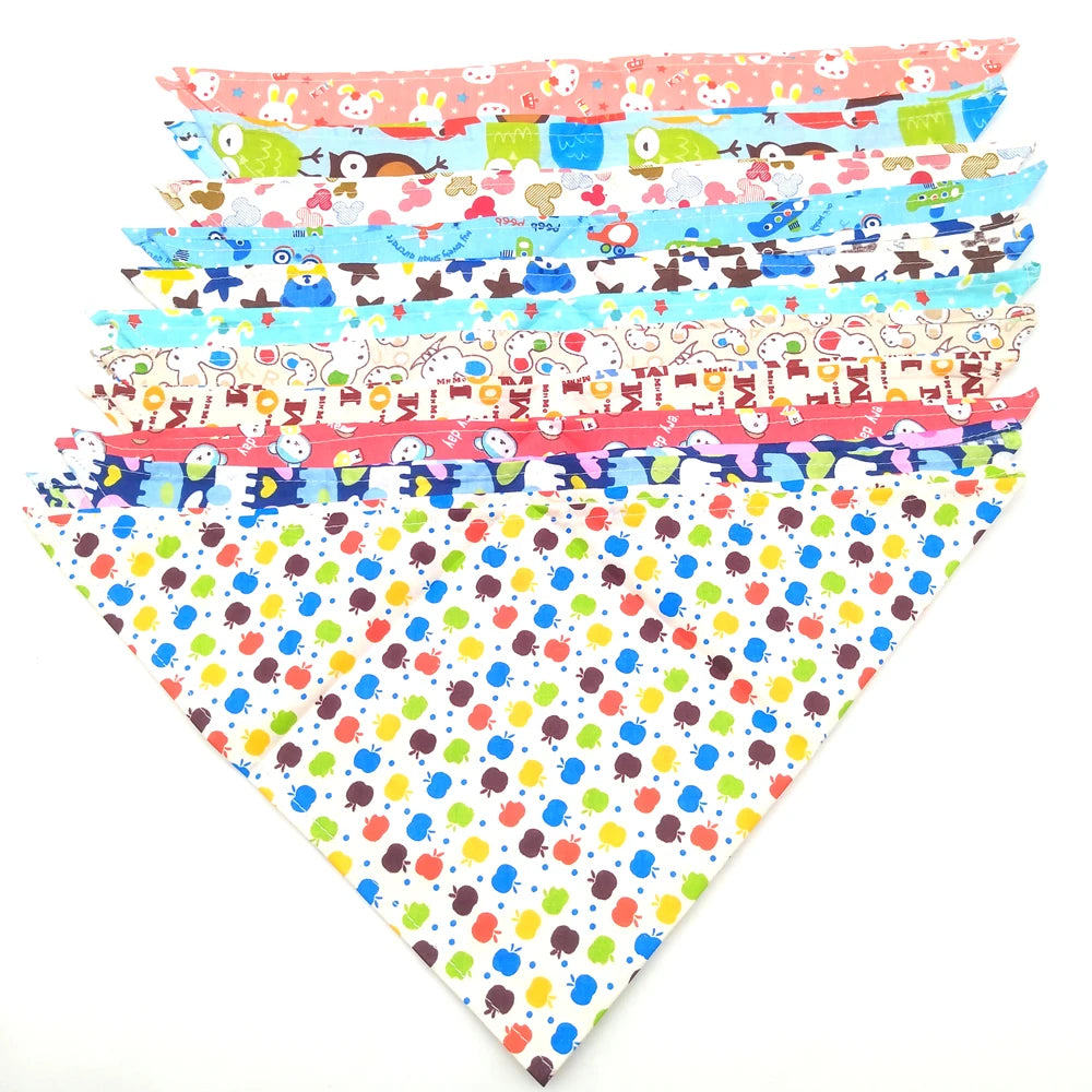 S/M/XL 10PCS Dog Bandana Cotton Scarf