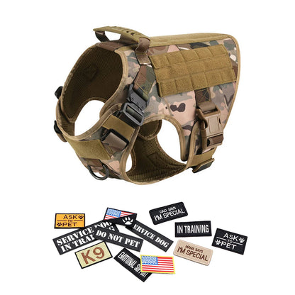 Military Dog Harness Collar Leash Bags Patches Set Training Vests
