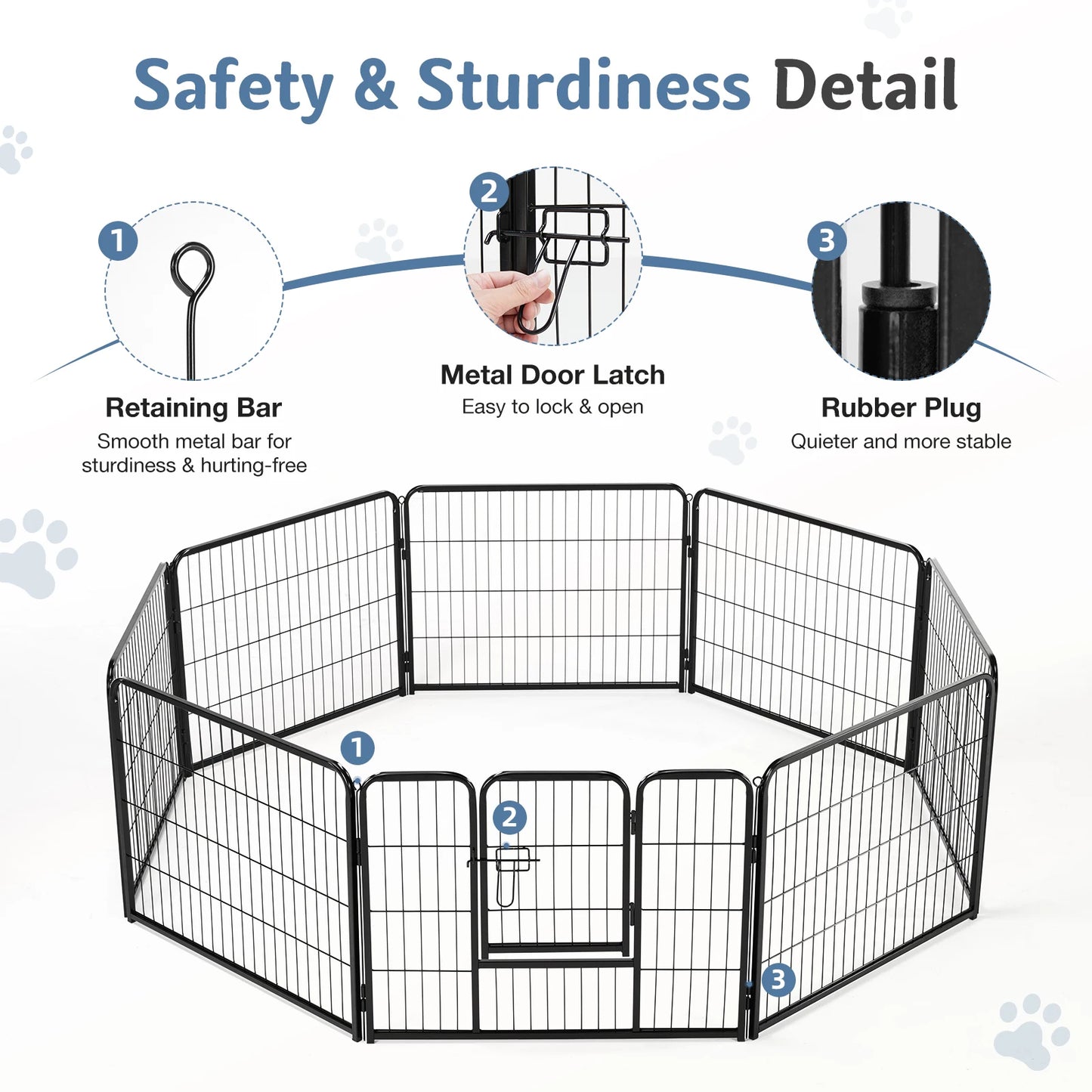 JHK Metal 8 Panels Dog Playpen 24 Inch to 32 Inch Foldable Large Dog Puppy Exercise for Yard