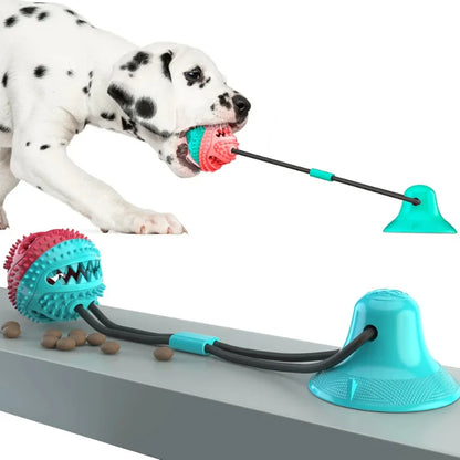 Dog Food Toys, Silicon Suction Cup, Interactive Dog Ball For Tug and Chew Tooth Cleaning