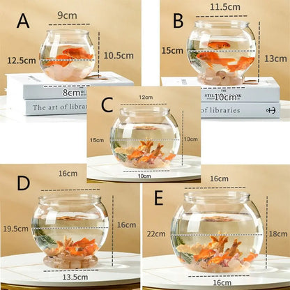 Home Decor Clear Transparent Round Fish Tank Plastic Small Fish Bowl creative light