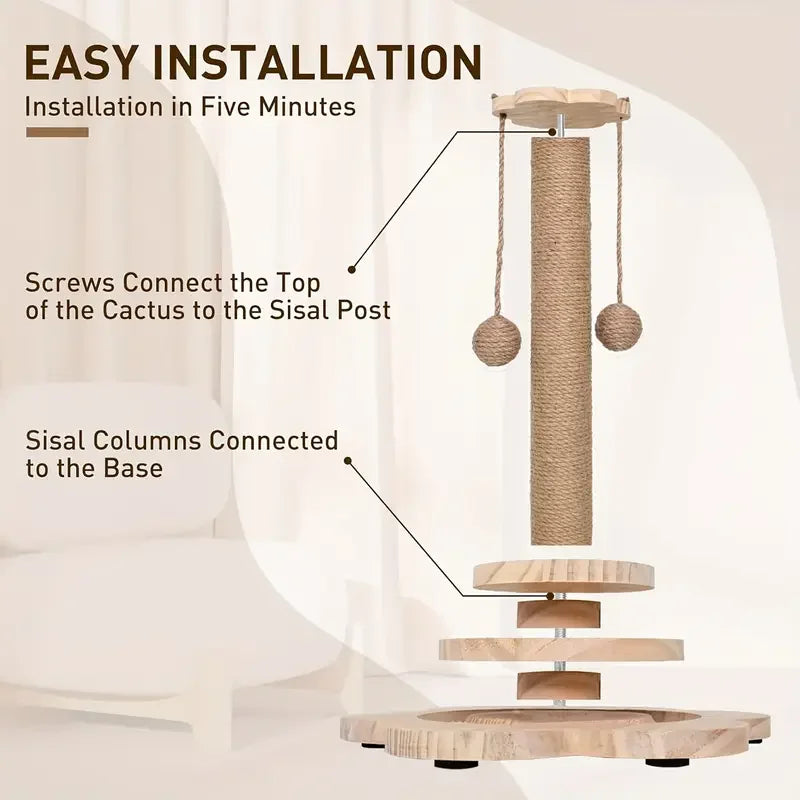 High-Quality Cat Scratch Board Rotating Platform - Wooden Fiber Chew Toy, Durable and Non Shedding