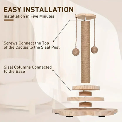 High-Quality Cat Scratch Board Rotating Platform - Wooden Fiber Chew Toy, Durable and Non Shedding