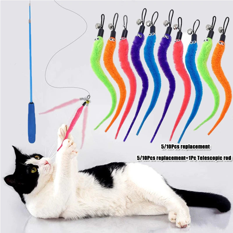 Plush Cat Toy Accessories Worms Replacement Head For Cat Stick Pet Toys