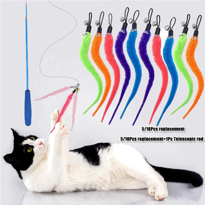 Plush Cat Toy Accessories Worms Replacement Head For Cat Stick Pet Toys