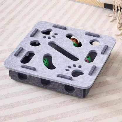 Interactive Cat Puzzle Maze - Soft Felt Hole Game With Bell Ball Toy For Kittens And Cats