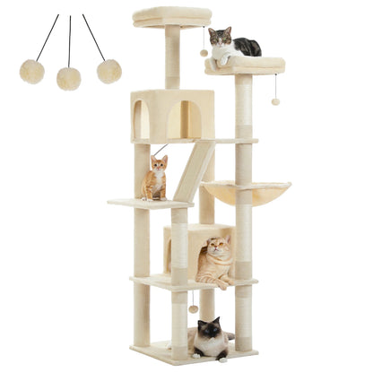 Tall Cat Tower for Indoor Cats Multi-Level Plush Cat Condo with Scratching Posts Scratching Boards And Perches Caves