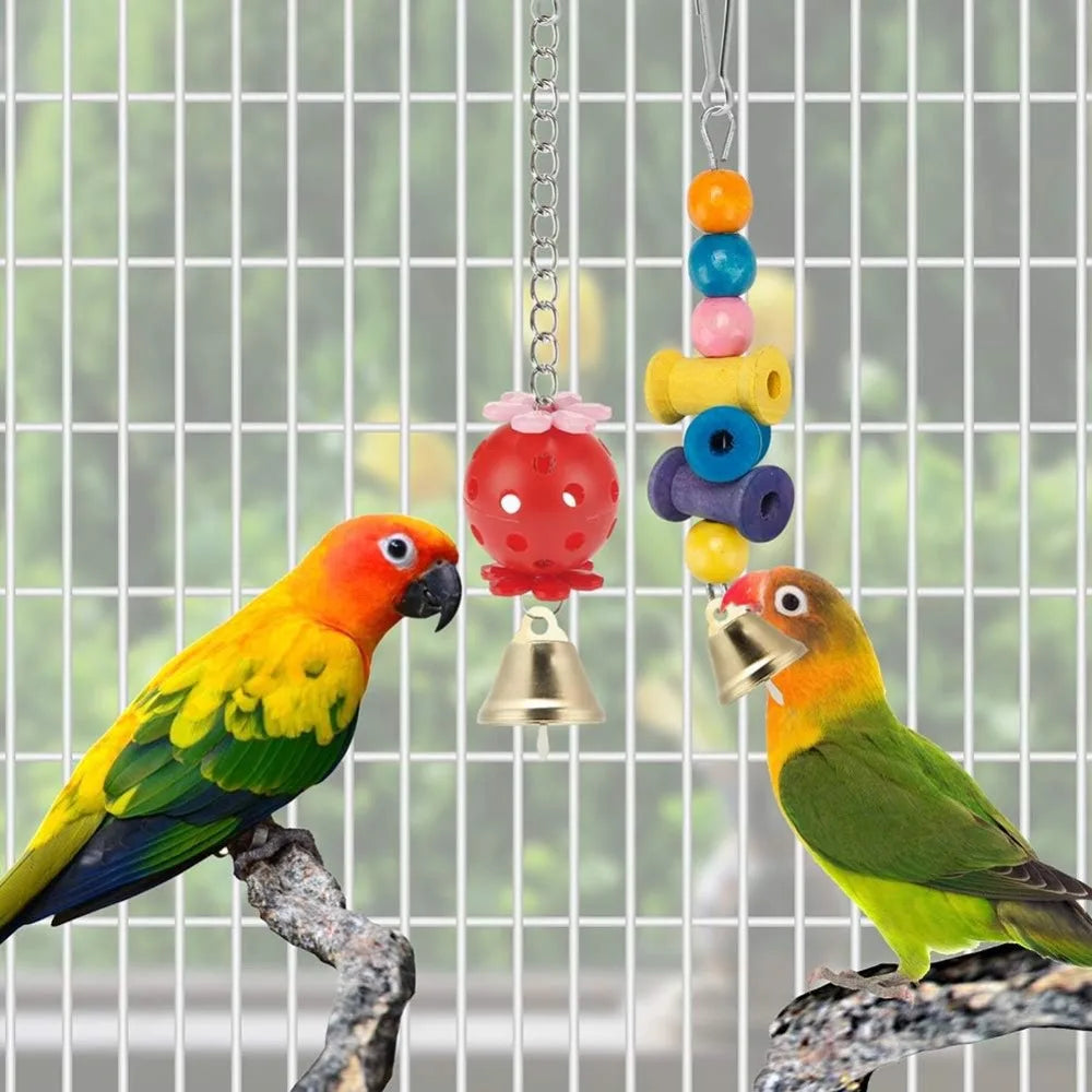 11 PCS Bird Toys for Parakeets, Wood Bird Perch Swings for Small Conure Cockatiel