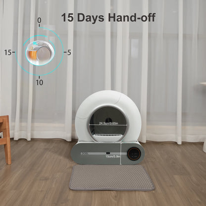 DOEL Self Cleaning Cat Litter Box w/Litter Mat. Smart Cat Toilet App Control