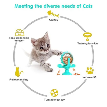 Cat Interactive Feeder 360° Degree Rotating, Interactive Cat Food Treat Dispenser