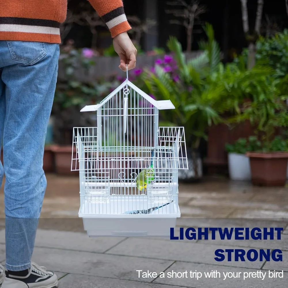 Lightweight Travel Bird Cage for Small Birds - Parakeets, Lovebirds, Finches