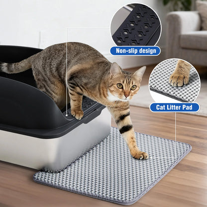 JHK Stainless Steel Cat Litter Box with Lid Scoop and Mat Included
