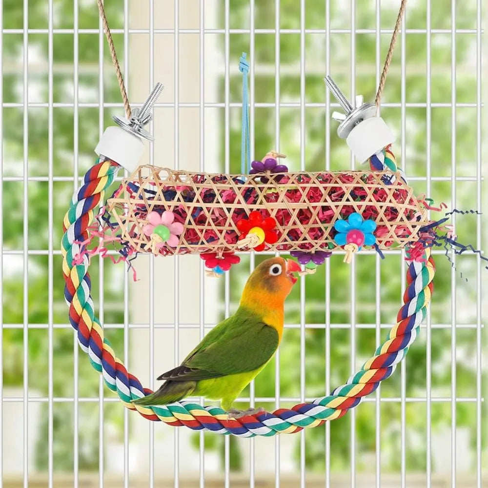 Bird Chew & Foraging Toy – Hanging Paper Ball Cage Toy for Parrots and Pet Birds (Best choice)