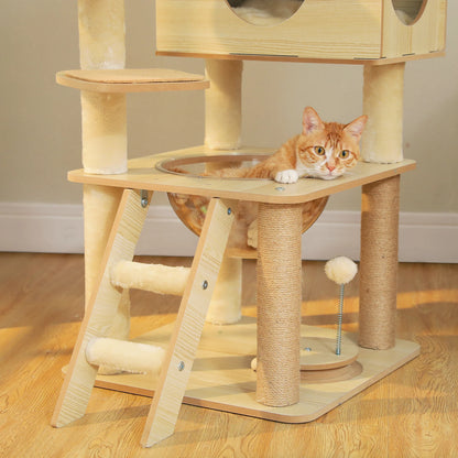 Multi-Level Cat Tree for Indoor with Scratching Posts Spacious Condo Hammock Top Perch Scratcher