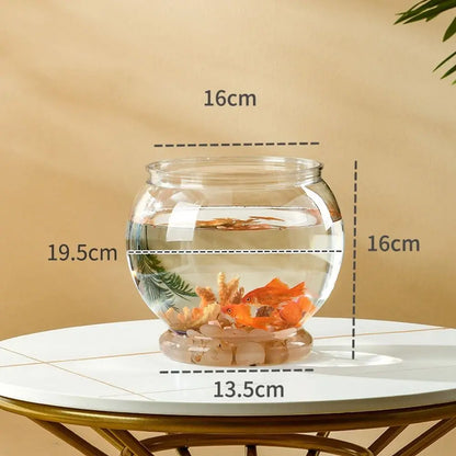 Home Decor Clear Transparent Round Fish Tank Plastic Small Fish Bowl creative light