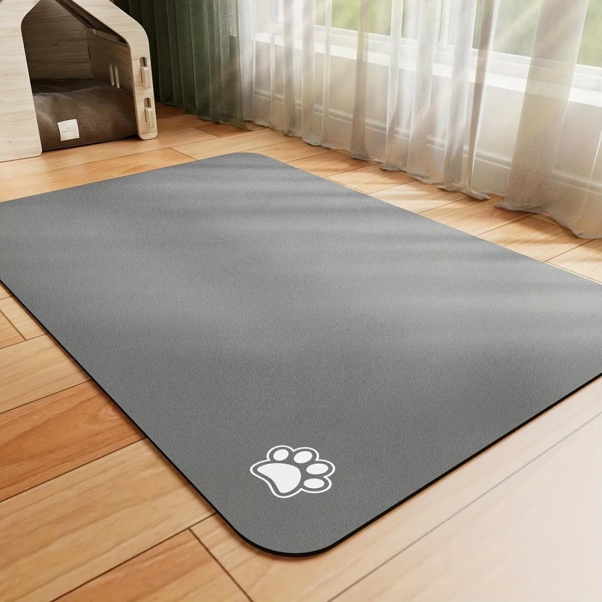 Square Dog or Cat Feeding Mat Rubber Bottom Water Absorbent Non Slip