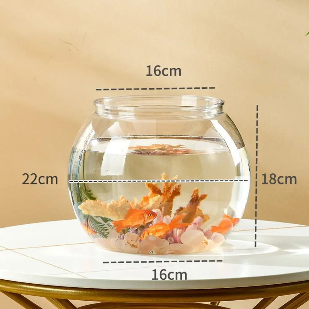 Home Decor Clear Transparent Round Fish Tank Plastic Small Fish Bowl creative light