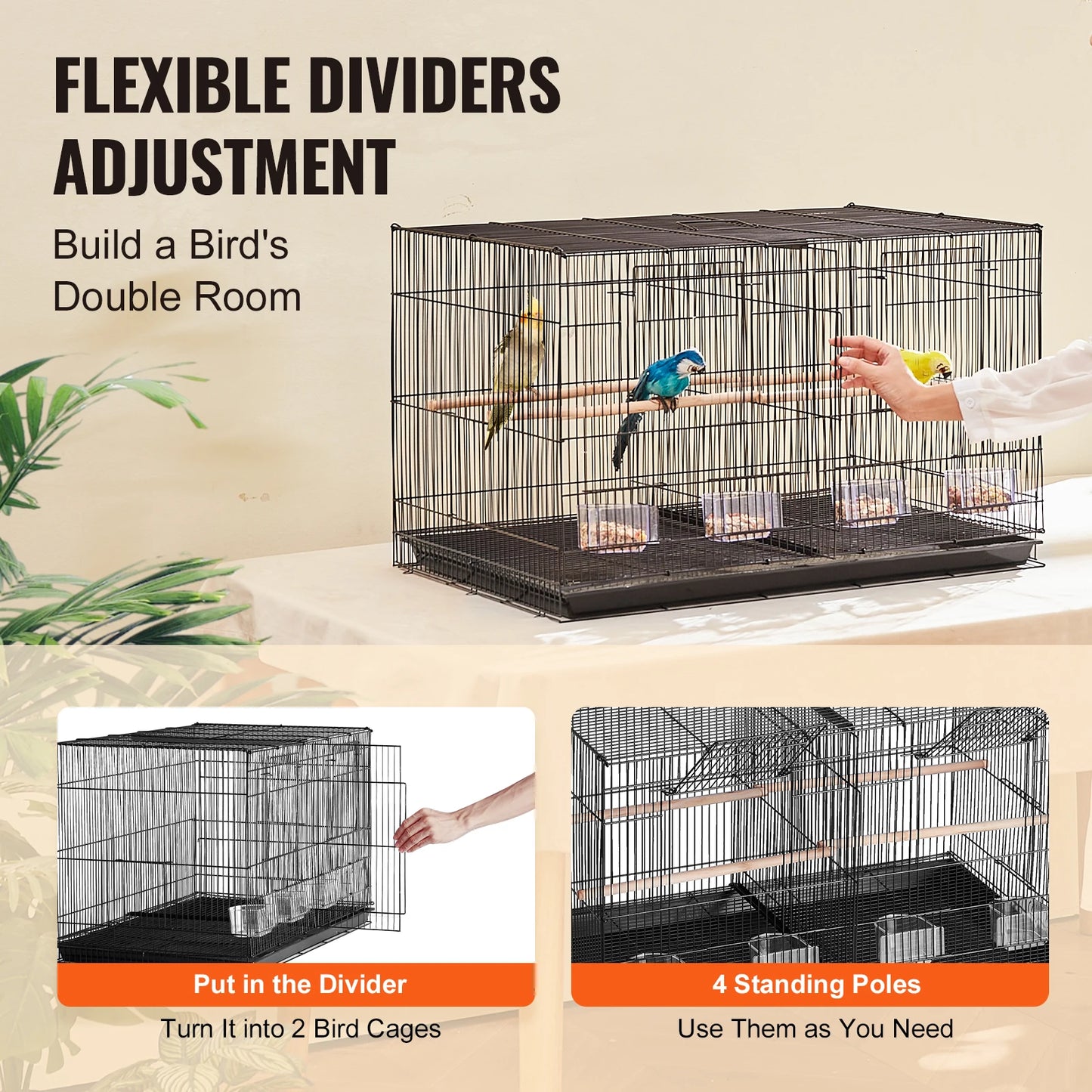SucceBuy 30In Bird Cage Stackable Divided Small Animal Cage for Kinds of Birds Great forTravel