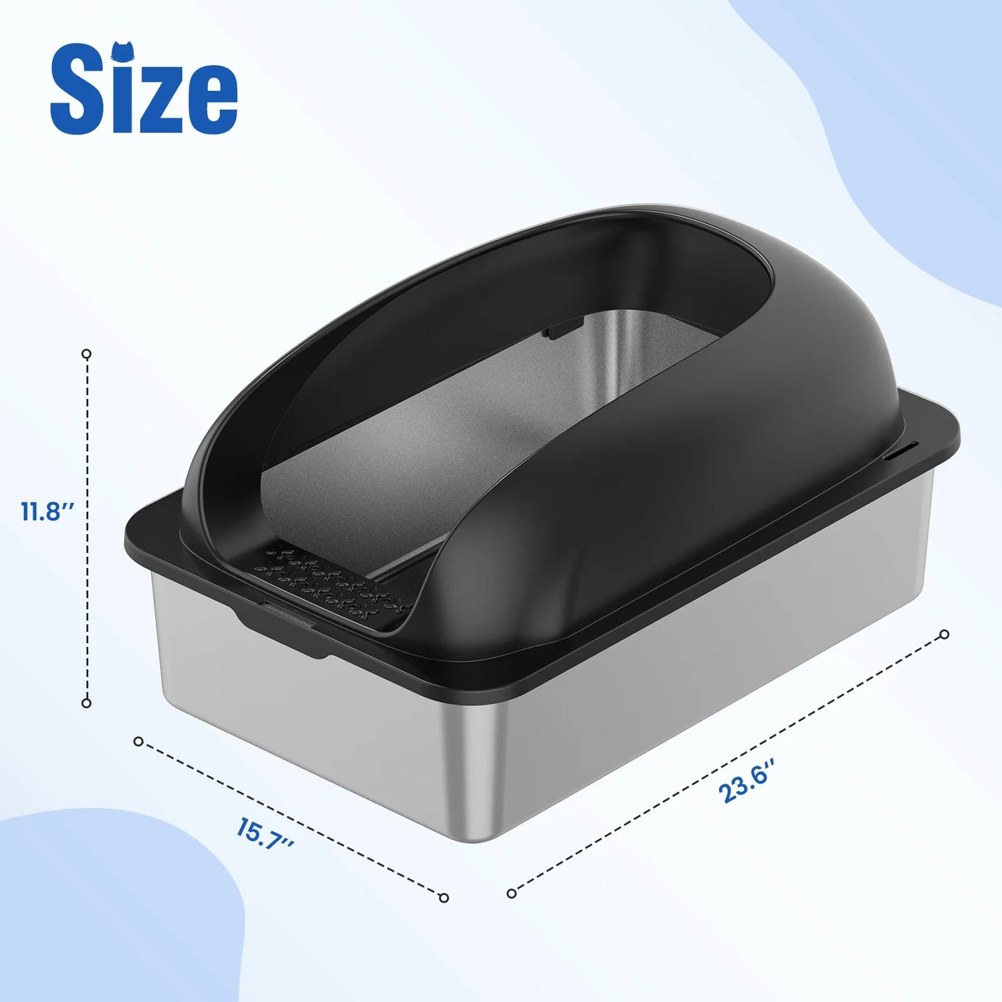 JHK Stainless Steel Cat Litter Box with Lid Scoop and Mat Included