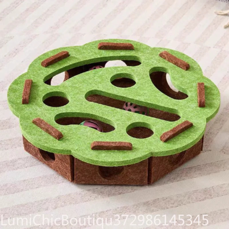 Interactive Cat Puzzle Maze - Soft Felt Hole Game With Bell Ball Toy For Kittens And Cats