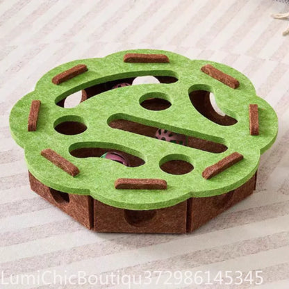 Interactive Cat Puzzle Maze - Soft Felt Hole Game With Bell Ball Toy For Kittens And Cats