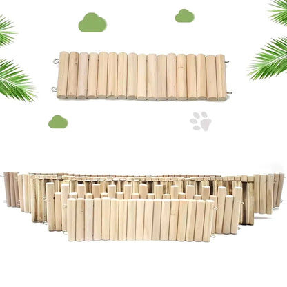 Hamster Habitat Accessories, Multiple Size, Wooden Bridge, Bendable Fence for Small Animals Climbing