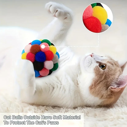 1Pcs  Random Color Pet Elastic Bell Ball -  Self-Play Cat Teaser Chew Balls for Indoor Cats & Kittens