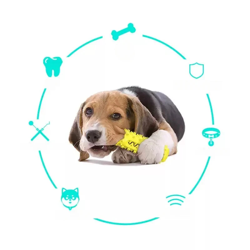 Durable Rubber Dog Chew Squeaky Toy - Teeth Cleaning Interactive