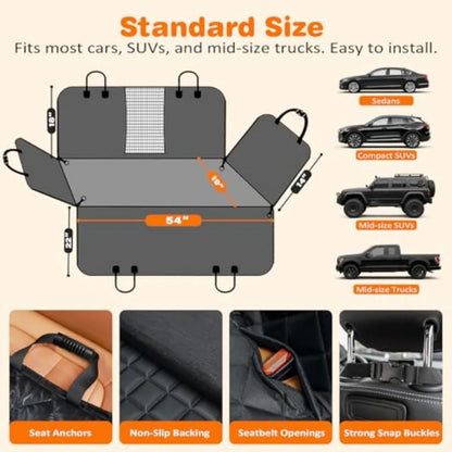 4 in 1 Dog Car Seat Cover for Back Seat, Waterproof Dog Hammock with Mesh Window and Side Flap