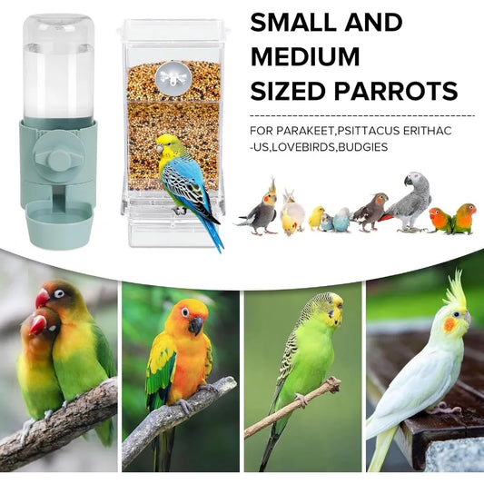 No Mess Bird Feeder Water Dispenser Set for Cage Small Birds