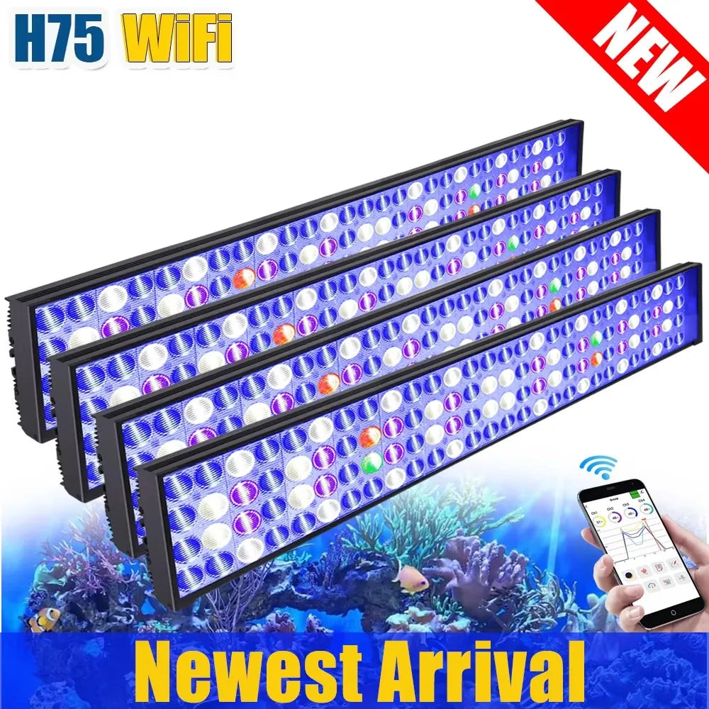 NEW PopBloom WiFi Led Aquarium Light, Full Spectrum Marine Aquarium Lamp For 60-240cm Reef Corals Seawater Led Fish Tank Lights