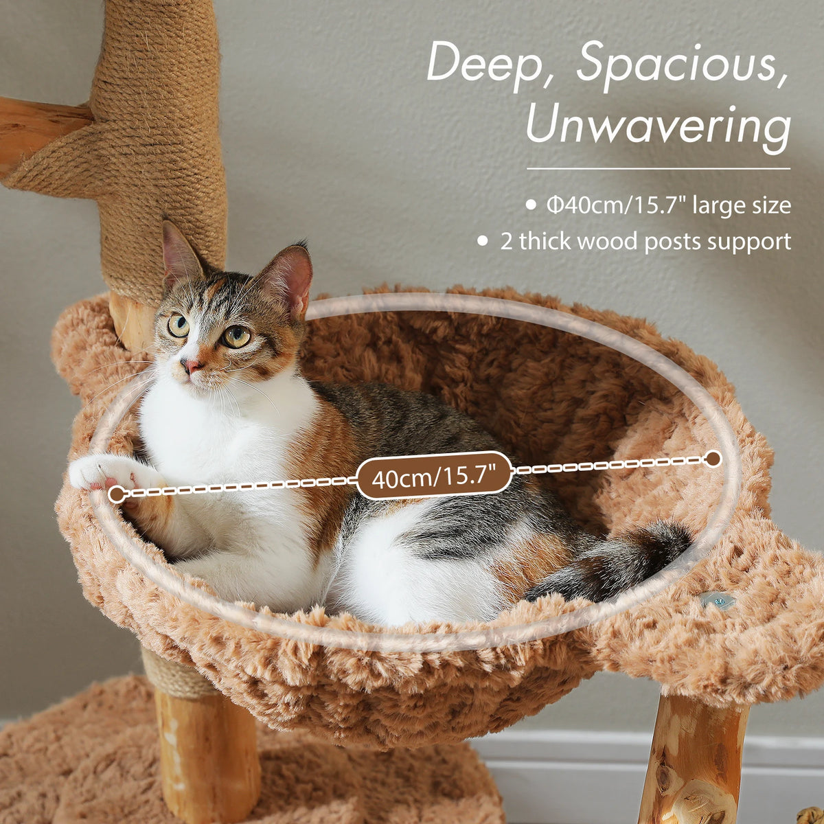 Large Cat Tree Tower with Sisal Scratching Post Wicker Basket Bed Flower Cat Condo