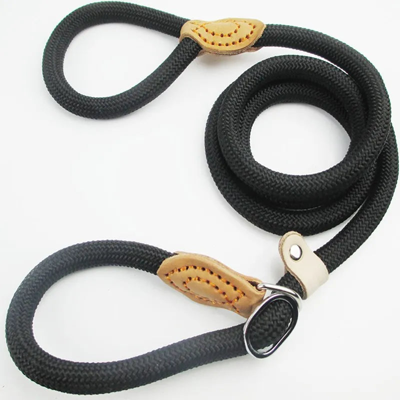 Slip Rope Lead Leash Heavy Duty Braided Rope Adjustable Loop Collar for Medium Large Dogs