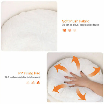 Luxury Soft Cat Bed, Warm Plush Fabric, Pet Nesting Chair, Washable Couch Wood Legs with Cushion Pad