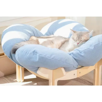 With Soft Cushion Three-Color Wooden High Leg Cat Bed - Comfortable Pet Sofa, Ideal for Cats And Small Dogs, Includes Hardware