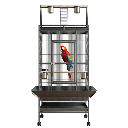 69" Extra Large Bird Cage with Rolling Stand & Play Top