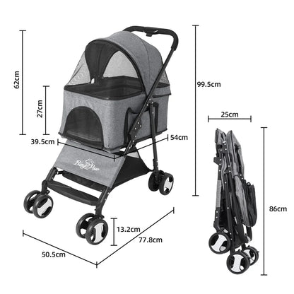 Stroller Foldable Travel Carrier For Cat Or Dog
