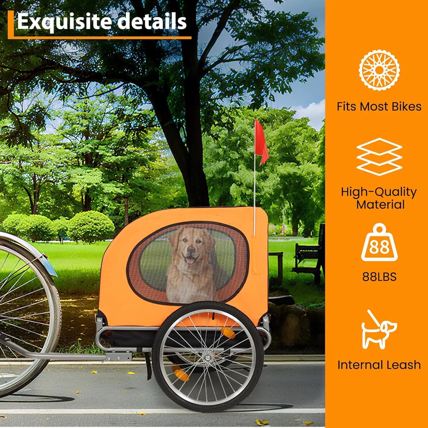 Large Dog Bike Trailer, Universal Coupler with Quick Release Wheels