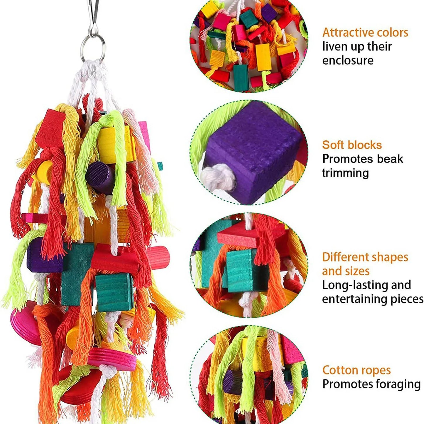 Parrot Toys Colorful Rope Wooden Bird Supplies