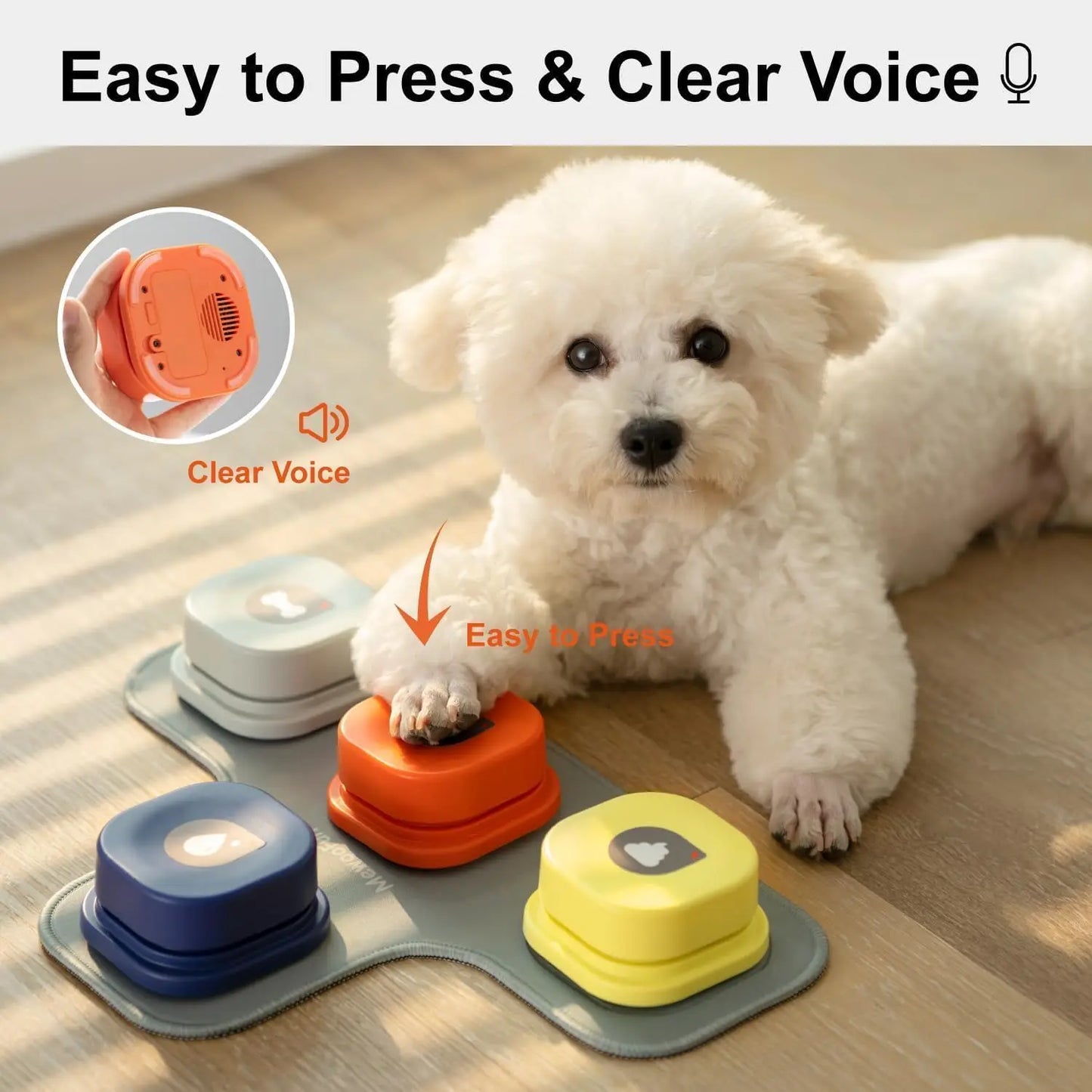 Mewoofun Dog Buttons with Rubber Mat Recordable Talking Buttons