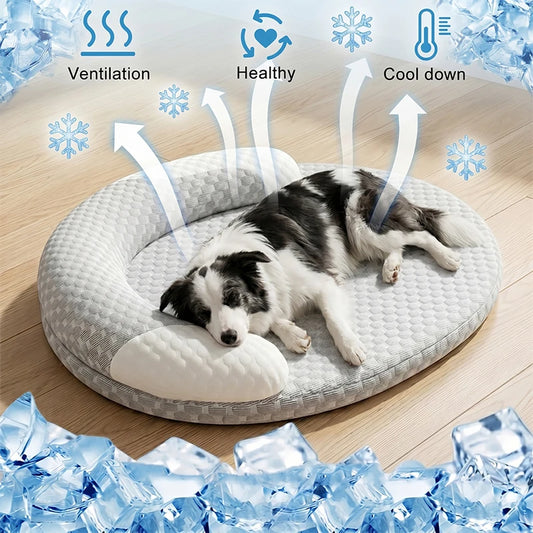 Cooling Dog Bed Summer Ice Silk Dog Mat Oval Pet Nest Breathable Heat Dissipation Cooling Pad for Small Medium Large Dogs And Cats