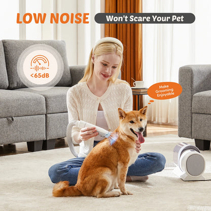 JHK 2.5L Professional Pet Grooming Vacuum Kit 3 Suction Modes and 5 Groomer Tools with Cordless Low Noise Dog Clippers