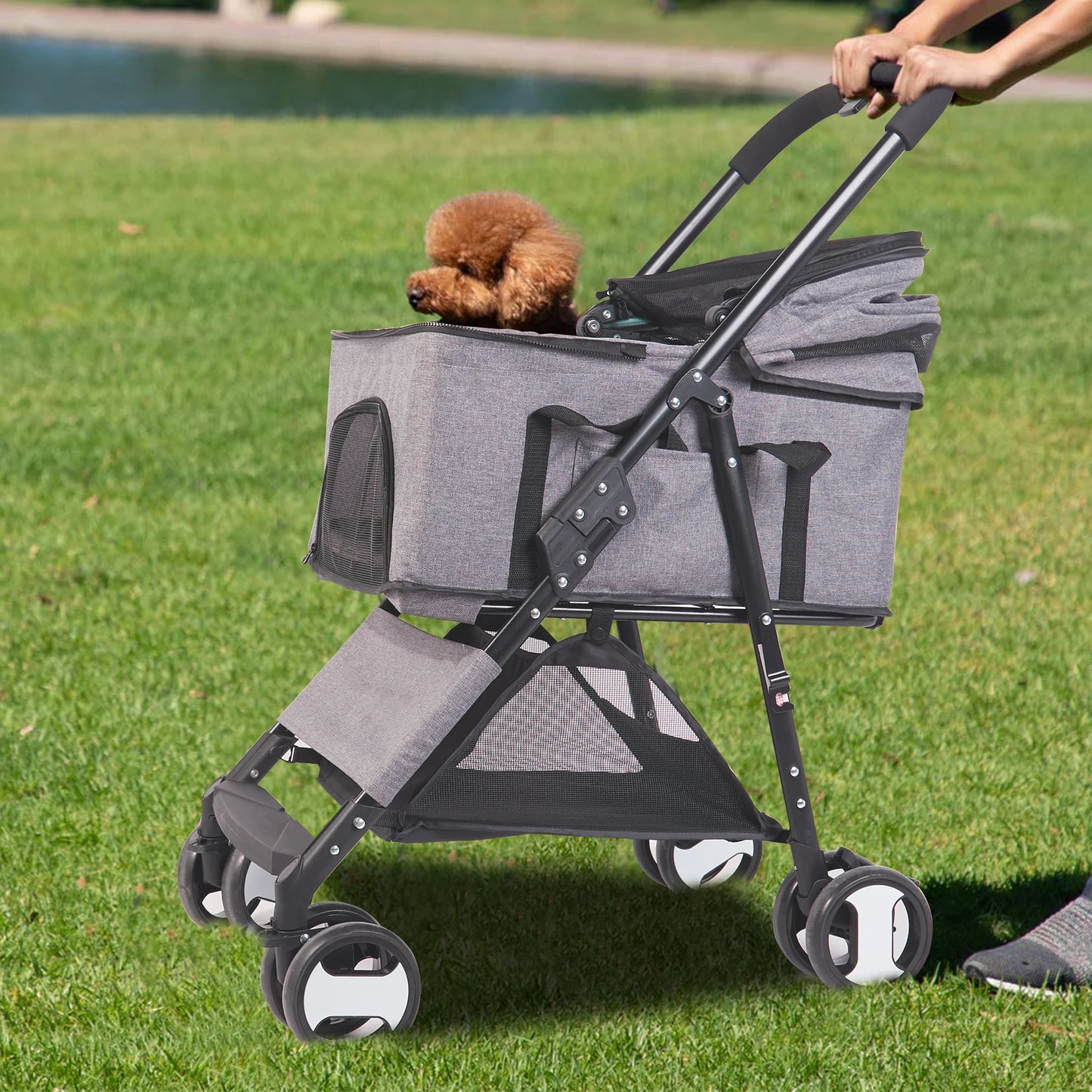 Pet Stroller with Detachable Carrier Cart