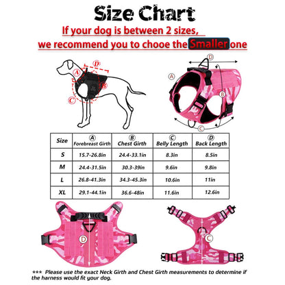 Military Pink Camouflage Dog Harness For Large Medium Dogs