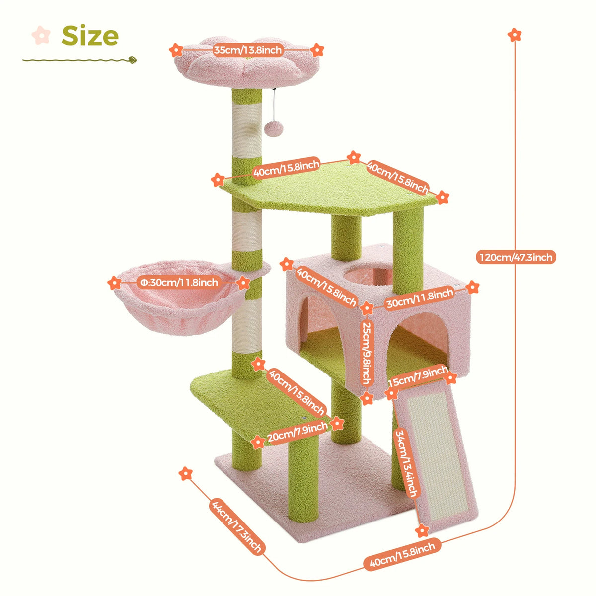Flower Cat Tree Multi-Level Tower with Sisal Covered Scratching Posts Cute Condo With Top Perch
