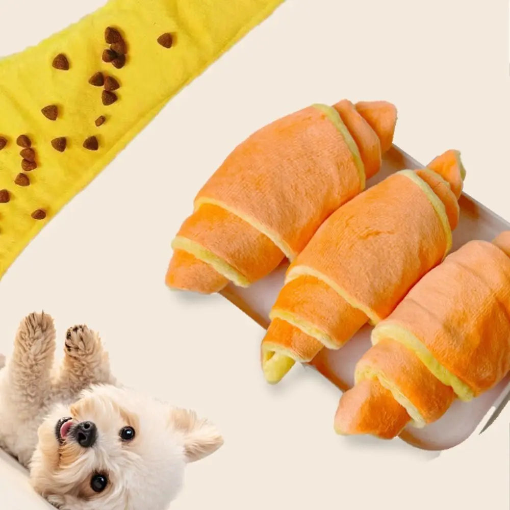 Soft Croissant Dog Toy Training Bite Resistant Treat Dispensing Puppy Puzzle Toy